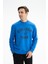 Erkek Yazı Baskılı Regular Fit Şardonsuz 3 İplik Bisiklet Yaka Sweatshirt K26124601201 3