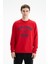 Erkek Yazı Baskılı Regular Fit Şardonsuz 3 İplik Bisiklet Yaka Sweatshirt K26124601201 1