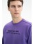 Erkek Tarz Yazı Baskılı Regular Fit Şardonsuz 3 İplik Bisiklet Yaka Sweatshirt K26124601601 2