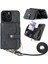 iPhone 13 Pro Için D3 Kılıf Fermuarlı Cep Deri Kaplamalı Pc+Tpu Kordonlu Kickstand Kapağı - Siyah (Yurt Dışından) 1
