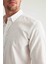 Slim Fit Ekru Düğmeli Yaka %100 Pamuk Yazlık Flamlı Keten Görünümlü Gömlek 6HC02ORT63265 4