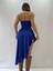 Saks Mavi Backless Halter Ruffles Gül Detaylı Midi Elbise 3