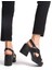 Hakiki Deri Siyah 10 cm Platform Çapraz Kadın Sandalet TMD20241002 5