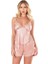 Koyu Pudra Saten Babydoll Şort Takımı 1