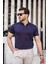 Lacivert Bordo Çizgili Jakar Polo Yaka Kısa Kollu T-Shirt- 2429 1