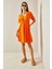Turuncu V Yaka Volanlı Elbise 5YXK6-48613-11 2