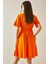 Turuncu V Yaka Volanlı Elbise 5YXK6-48613-11 5