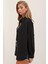 Kadın Siyah Beyaz Çizgili Oversize Uzun Basic Gömlek 3900 4