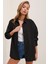 Kadın Siyah Beyaz Çizgili Oversize Uzun Basic Gömlek 3900 5