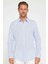Erkek Slim Fit Dar Kesim Uzun Kollu Pamuk Keten Doku Apoletli Mavi Gömlek 5