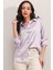 3964 Hafif Dökümlü Saten Gömlek - B.lila 1