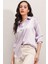 3964 Hafif Dökümlü Saten Gömlek - B.lila 3