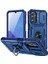 Samsung Galaxy A25 Için Çift Katmanlı Slayt Lens Kapak Halka Tutucu Standı ile Telefon Kılıfı - Mavi (Yurt Dışından) 1