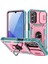 Samsung Galaxy A25 Için Çift Katmanlı Slayt Lens Kapak Halka Tutucu Standı ile Telefon Kılıfı - Pembe Turkuaz (Yurt Dışından) 1