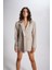 Striped Blazer Ceket Bej 4