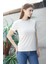 Kadın Sıfır Yaka Kırışmaz Span Karışımlı Şık Kısa Kol Likralı T-Shirt Bluz-Şampanya 2