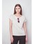 Kadın Kayık Yaka Düşük Omuzlu Kırışmaz Span Karışımlı Şık T-Shirt Bluz-Şampanya 3