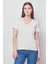 Kadın V Yaka Kısa Kol Likralı Span Kumaş Şık T-Shirt Bluz-Şampanya 3