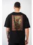 Bisiklet Yaka Önü Ve Arkası Otlantik Kilim Desen Baskılı Oversize Kalıp Unisex T-Shirt 2