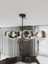 Metal 6'lü Glop Füme Rengi Cam Detaylı Modern Lüks Avize 6 Modern E27 Siyah 104 x 16 4