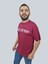 Erkek Hardcore Oversize Bisiklet Yaka Bordo Tişört 2