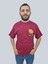 Erkek Burning Oversize Bisiklet Yaka Bordo T-Shirt 3