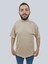 Erkek Simple Bisiklet Yaka Sütlü Kahve T-Shirt 1