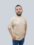 Erkek Simple Bisiklet Yaka Sütlü Kahve T-Shirt 2