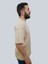 Erkek Simple Bisiklet Yaka Sütlü Kahve T-Shirt 4