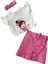 Pötikare Asimetrik Kesim Sevimli Kız Baskılı Şort Etekli 3 lü takım - Fuşya 3