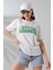 Kadın Beyaz Yeşil Arizona Baskılı Bisiklet Yaka T-Shirt HZL24S-DSB120261 1