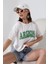 Kadın Beyaz Yeşil Arizona Baskılı Bisiklet Yaka T-Shirt HZL24S-DSB120261 3