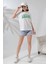 Kadın Beyaz Yeşil Arizona Baskılı Bisiklet Yaka T-Shirt HZL24S-DSB120261 5