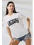 Kadın Beyaz Siyah Arizona Baskılı Bisiklet Yaka T-Shirt Hzl24S-Dsb120261 1