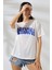 Kadın Beyaz Mavi Arizona Baskılı Bisiklet Yaka T-Shirt Hzl24S-Dsb120261 3