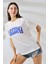 Kadın Beyaz Mavi Arizona Baskılı Bisiklet Yaka T-Shirt Hzl24S-Dsb120261 4