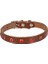 Gerçek Deriden Taşlı Kedi Boyun Tasması Large Kahverengi 1.2X23-28 cm 1