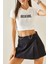 Kadın Beyaz Rockmore Baskılı Zincir Aksesuarlı Crop T-Şihrt Hzl24S-Dsb120281 1