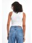 Kadın Siyah-Beyaz Fitilli Görünümlü Askılı Kalın Esnek Örme 2'li Basic Crop Atlet Bluz 7