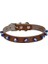 Boncuklu Deri Küçük Irk Köpek ve Kedi Boyun Tasması Large Kahverengi 1.2X23-27 cm 1
