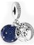 Mavi Gece Gökyüzü, Hilal ve Yıldızlar Sallantılı Gümüş Charm NUR-BL00241 1