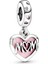 Mom Yazılı Pembe Mineli Kalp Gümüş Charm NUR-BL00193 1