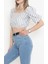 Çizgili Crop Bluz Gribeyaz - 18423.631. 4