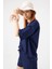 Kadın Plain Oversize Lacivert T-Shirt 1