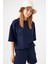 Kadın Plain Oversize Lacivert T-Shirt 2