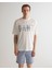 Erkek Krem Oversize Fit Bisiklet Yaka Logolu T-Shirt 2324142T.113 1