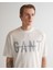 Erkek Krem Oversize Fit Bisiklet Yaka Logolu T-Shirt 2324142T.113 4