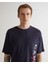 Erkek Lacivert Regular Fit Bisiklet Yaka Logolu T-Shirt 2324137T.433 4