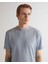 Erkek Mavi Regular Fit Bisiklet Yaka Keten T-Shirt 2013017.474 4