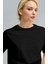 Kadın Siyah %100 Pamuk Nefes Alan Bisiklet Yaka Regular Fit Normal Kesim Baskisiz Basic T-Shirt 3